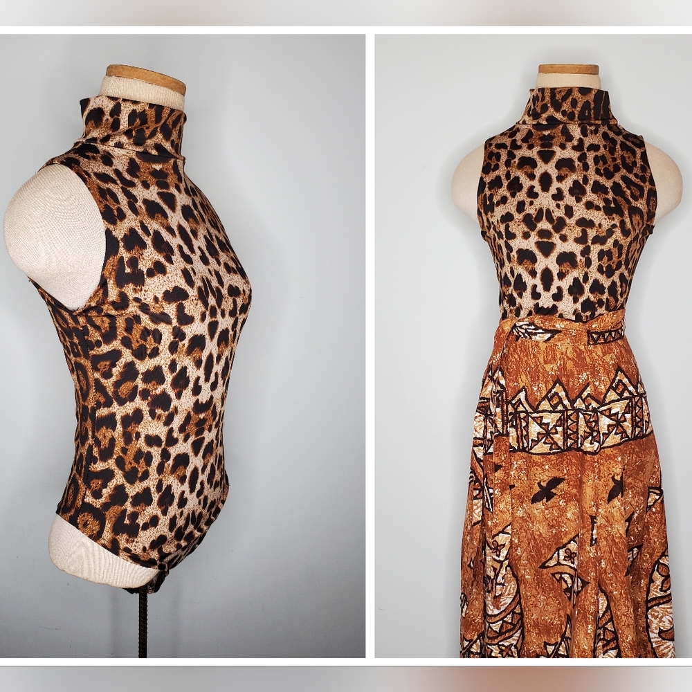 Leopard print mockneck bodysuit sz small
